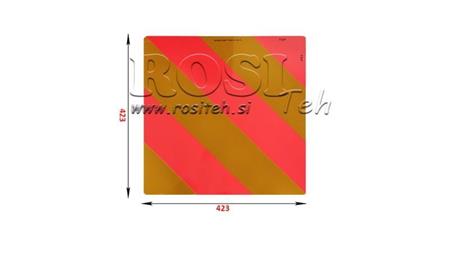 SEÑAL DE ADVERTENCIA DE ALUMINIO PARA VEHÍCULOS Y REMOLQUES dim.423x423mm