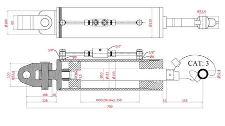 BRACCIO A 3 PUNTI IDRAULICO SPECIAL - 4 CAT. 115/50-250 (90-250HP)(32,4mm)