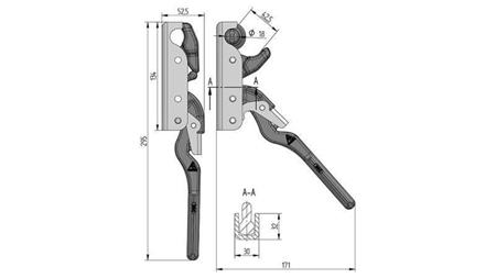 CERRADURA LATERAL TIPO PIANTONE HEMBRA