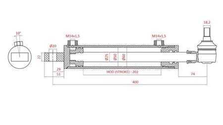 HYDRAULIC POWER STEERING CYLINDER FIAT-NEW HOLLAND OEM-5189891