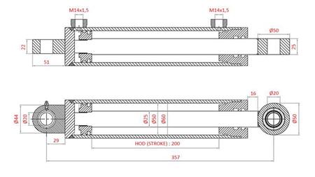 HYDRAULIC STEERING CYLINDER FIAT-NEW HOLLAND OEM-5142046, 5142052, 5142054, 5143971, 5156717