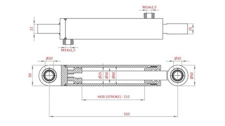 HYDRAULIC STEERING CYLINDER FIAT-NEW HOLLAND OEM-5189995