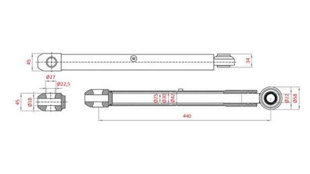 HYDRAULIC STEERING CYLINDER MASSEY FERGUSON OEM-1748456M92, 3773710M91