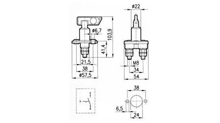 MAIN SWITCH 1POL WITH REMOVABLE LEVER 100A