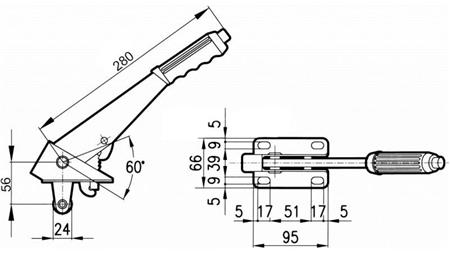 PULL LEVER L280 WITH PULLEY FI24mm