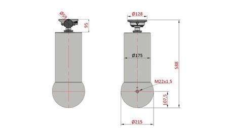 CILINDRO TELESCOPICO - MEILLER KIPPER 5 STADI 175mm - corsa 15 ton 1650mm
