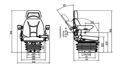 UNIVERSAL SEAT FOR TRACTOR AND OTHER MACHINES WITH ARMREST -COMFORT 