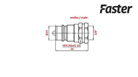 BRZA SPOJKA TRACTOR MUŠKA 3/8 Faster