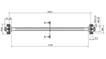ASSE DEL RIMORCHIO 950kg SENZA FRENI (1200mm)