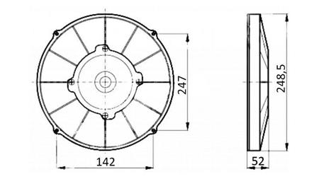 AXIAL MOTOR FAN 255mm BLOWING 12V