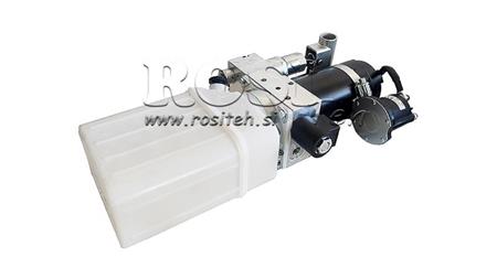 MINI HIDRAULIKUS EGYSÉG 12V DC - 0.8kW = 0.5cc - 1.5 lit - egyfázisú egység (PVC) kézi pumpával