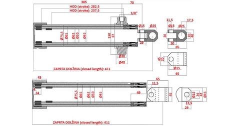 TELESKOPICKÝ HYDRAULICKÝ VALEC tehnostroj ZDVIH 520mm