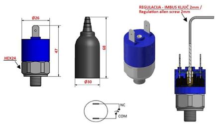 HYDRAULIC PRESSURE SWITCH K4 - NC 0.2-2.5 BAR (MAX.25BAR)