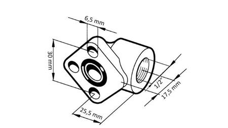 PIPE CONNECTION 1/2 - ANGLE FLANGE fi 30