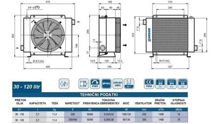 OIL HEAT EXCHANGER AC 230V HY02401 30-120 LIT