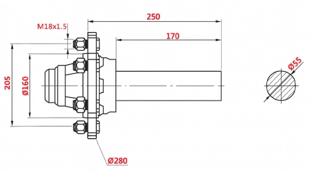 ARBRE SEMI-AXE 3000 KG L.250 MM