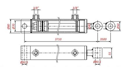 CILINDRO IDRAULICO PER TRAINO - FORO 70/40-3500