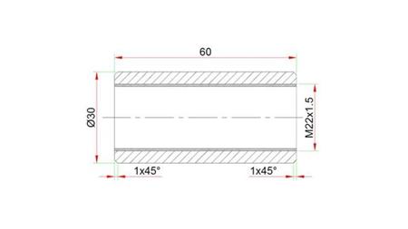 WELDING CONNECTOR 30x60 FOR TERMINAL M22x1.5