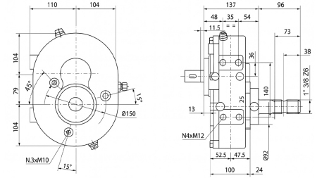 INVERSIONE DEL RIDUTTORE A-3A 1:1 (30HP-22,1kW)