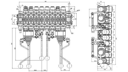 HYDRAULICKÝ VENTIL HIAB 8xPC70 + 2X EURO JOYSTICK 3 POZ