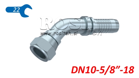 HIDRAULISKĀ SAVIENOJUMS DKJ JIC74° SIEVIŠĶA ELBOW 45° DN10-5/8-18