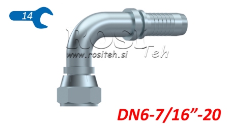 COLLEGAMENTO IDRAULICO DKJ JIC74° CURVA FEMMINA 90° DN6-7/16-20