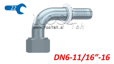 HÜDRAULILINE ÜHENDUS DKORFS NAINE KÜLNEL 90° DN6-11/16-16