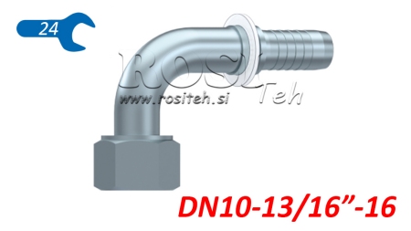HYDRAULISK TILKOBLING DKORFS HUNN ELBOW 90° DN10-13/16-16