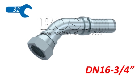 HIDRAULINĖ SĄSAJA BSP MOTERIS ELBOW 45° DN16-3/4