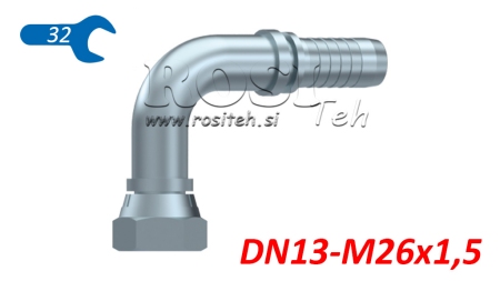 HIDRAULINĖ SĄSAJA BSP MOTERIS ELBOW 90° DN13-M26X1,5