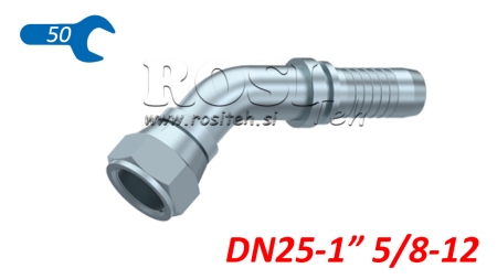 HIDRAULISKĀ SAVIENOJUMS DKJ JIC74° SIEVIŠĶA ELBOW 45° DN25-1 5/8-12