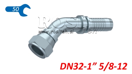 HIDRAULISKĀ SAVIENOJUMS DKJ JIC74° SIEVIŠĶA ELBOW 45° DN32-1 5/8-12
