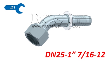 HIDRAULISKĀ SAVIENOJUMS DKORFS SIEVIETES ELBOW 45° DN25-1 7/16-12