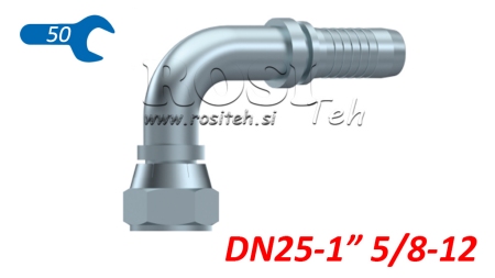 HYDRAULISK KOBLING DKJ JIC74° HUNN ELBOW 90° DN25-1 5/8-12