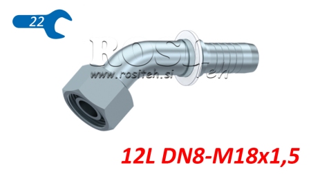 HIDRAULIČNI PRIKLJUČAK DKOL 12 L ŽENSKI KOLJENO 45 DN8-M18x1,5