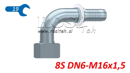 HIDRAULINĖ SĄSAJA DKOS 8 SU MOTERIMIS ELBOW 90 DN6-M16X1,5