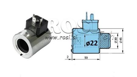 ELECTROMAGNETIC COIL 12V DC FOR VALVE CETOP - fi 22mm-53mm 29W