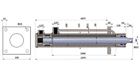 HIDRAULIKUS HENGER KARIMÁVAL 100/60-1050 CSÖVEKEL