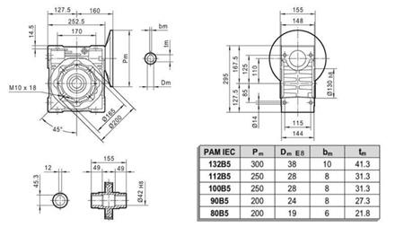 PMRV-110 GEAR BOX FOR ELECTRIC MOTOR MS132 (5,5-7,5kW) RATIO 10:1