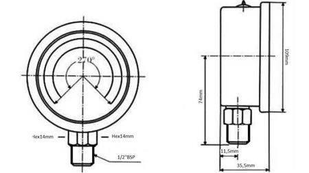 MANOMETRO DN100 VERTICAL 0 - 160 BAR - 1/2