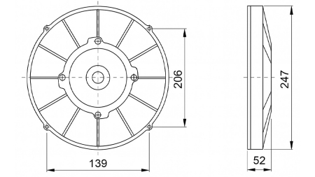 AXIÁLNY VENTILÁTOR 225MM TLAČENIE 24V