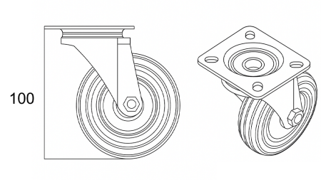 WHEEL 75mm SWIVEL BASE