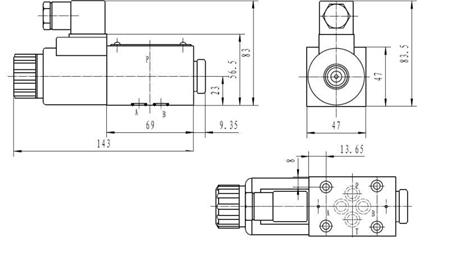 HYDRAULIC ELECTROMAGNETIC VALVE KV-4/2 CETOP 3 12/24/230V 1A