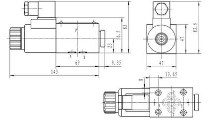 HYDRAULIC ELECTROMAGNETIC VALVE KV-4/2 CETOP 3 12/24/230V 3A