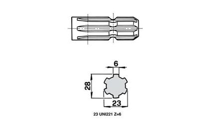 PTO SHAFT EXTENSION 1''3/8 -23 uni 221