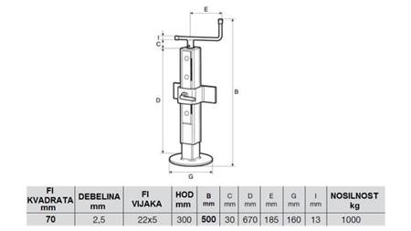 LEGGIO DI SUPPORTO FILETTATO REGOLABILE 300MM - 1000KG