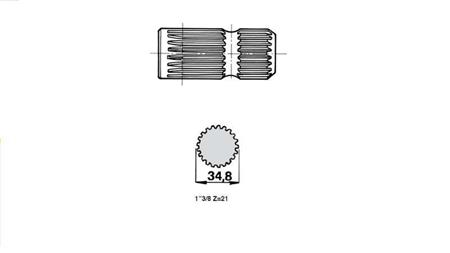 PTO SHAFT EXTENSION 1''3/8 - 21 TEETH