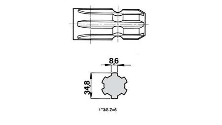 PTO SHAFT EXTENSION 13/8 TWO-SIDED L=150
