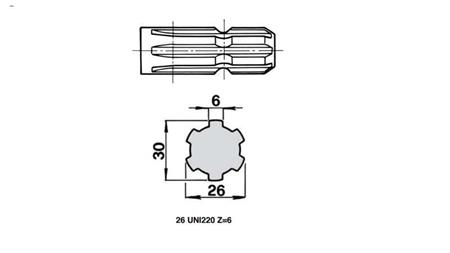 PTO SHAFT EXTENSION 1''3/8 -26 uni 220