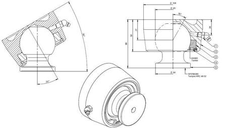 SWINGING END FOR CYLINDER Dia. 65 max. 23 Ton